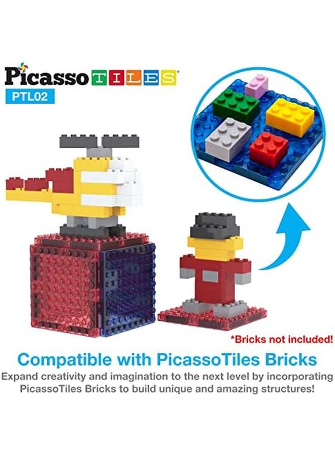 PicassoTiles 12Pcs Magnetic Brick Tiles Stem Creative Magnetic Tiles Building Block Set Building Brick Construction Toy Socket Spikes Toys Accessory Educational Imaginative Learning Kit Stacking Set  - Image 3