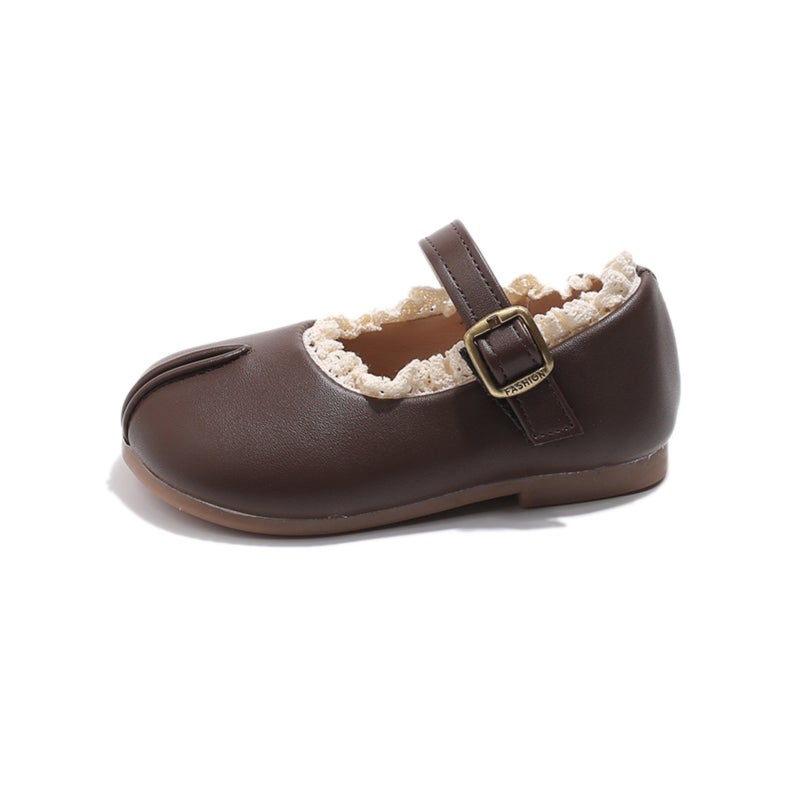 Children Ballet Flats: Brown Size 24 Comfortable Wrinkling-resistant PU Upper - 1/3 Bend TPR Sole For Arch Support Non-slip Deep Texture Outsole For Toddlers & Young Dancers - Image 1
