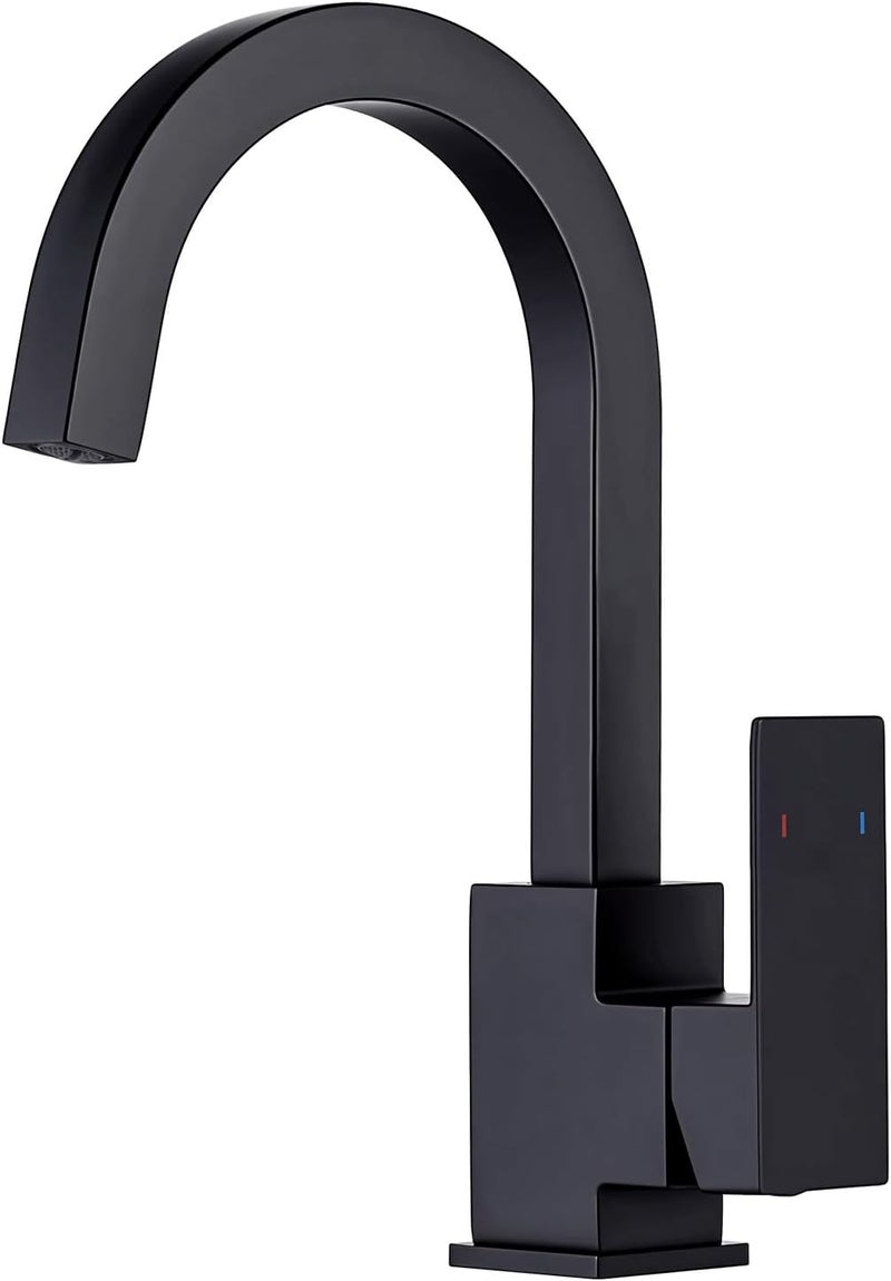 ALEASHA Matte Black Bar Sink Faucet, Bar Sink Faucet Single Hole, Stainless Steel Kitchen Bar Faucet with Single Handle for Kitchen Bathroom RV Restroom Sink - Image 1