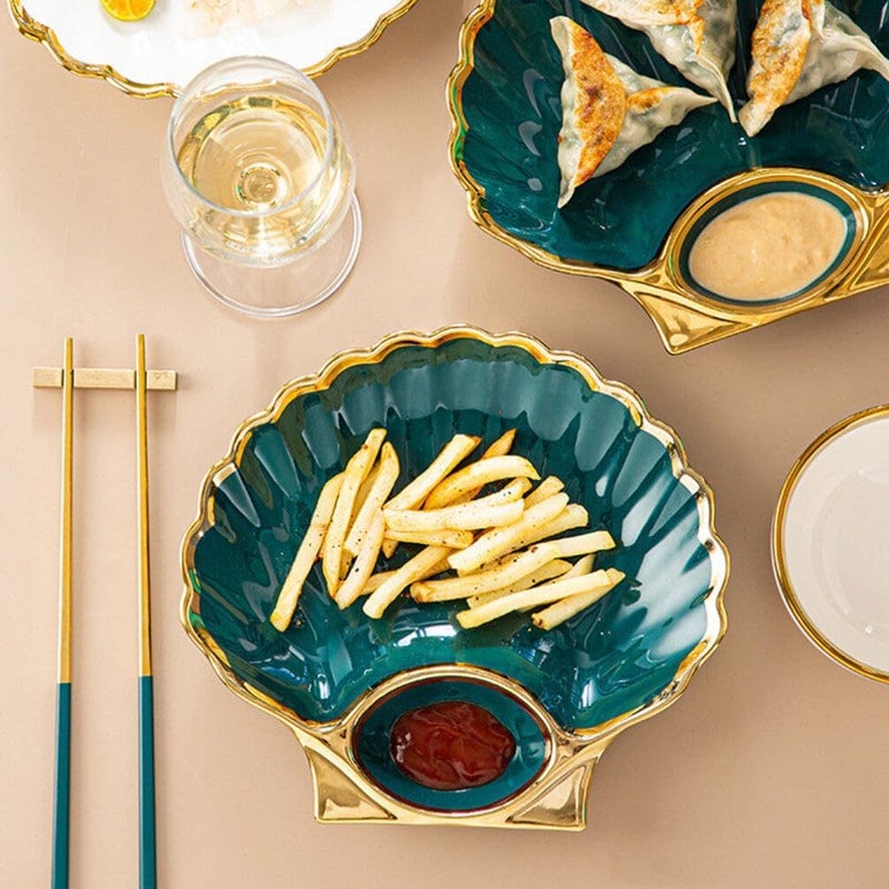 DOITOOL 2 pcs dumpling plate Sushi Plates cute serving plate dessert dish fruits plates chip plate with dip French Fries Plate salad japanese plates Dipping Bowl ceramics shell jewelry - Image 5