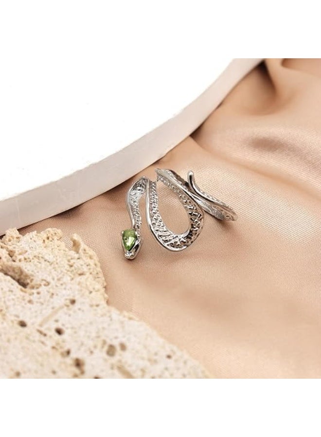 Silver Crystal Snake Knuckle Rings for Women Chunky Punk Open Adjustable Snake Statement Ring Fashion Vintage Rhinestones Jewelry Gifts - Image 4