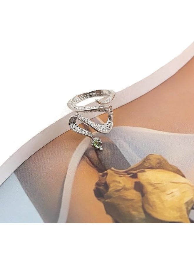 Silver Crystal Snake Knuckle Rings for Women Chunky Punk Open Adjustable Snake Statement Ring Fashion Vintage Rhinestones Jewelry Gifts - Image 5
