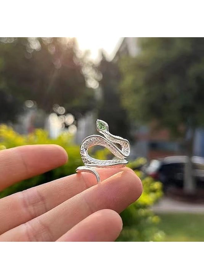 Silver Crystal Snake Knuckle Rings for Women Chunky Punk Open Adjustable Snake Statement Ring Fashion Vintage Rhinestones Jewelry Gifts - Image 3