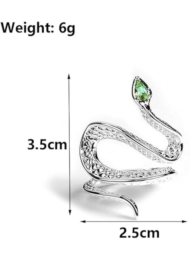 Silver Crystal Snake Knuckle Rings for Women Chunky Punk Open Adjustable Snake Statement Ring Fashion Vintage Rhinestones Jewelry Gifts - Image 2