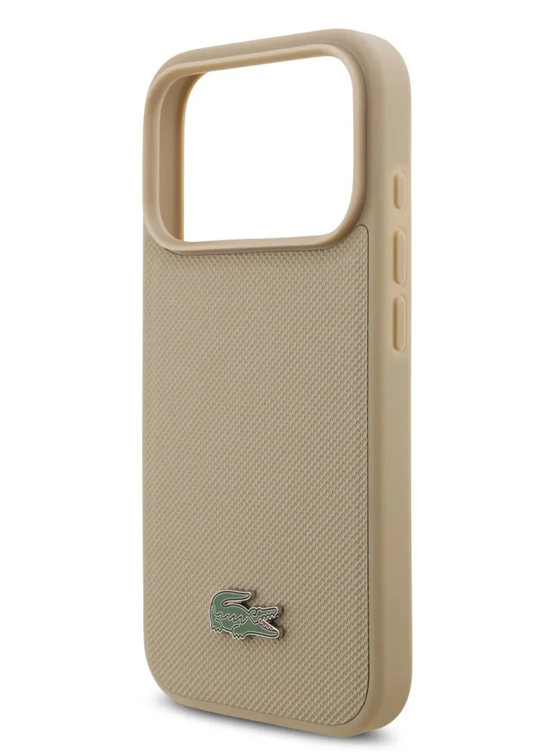 LACOSTE iPhone 17 Pro Max MagSafe / PU Leather Hard Case With Iconic Petit Pique Logo - Taupe