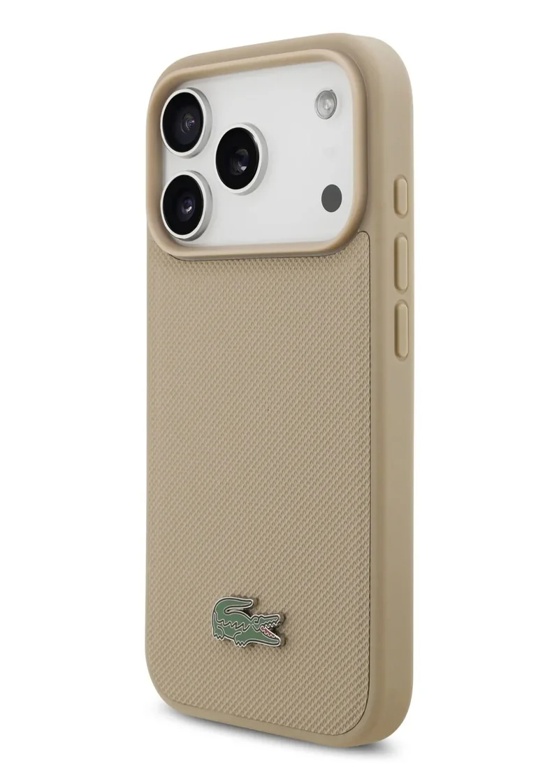 LACOSTE iPhone 17 Pro Max MagSafe / PU Leather Hard Case With Iconic Petit Pique Logo - Taupe