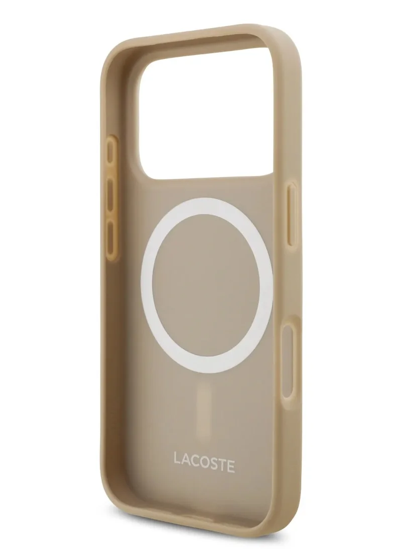 LACOSTE iPhone 17 Pro Max MagSafe / PU Leather Hard Case With Iconic Petit Pique Logo - Taupe
