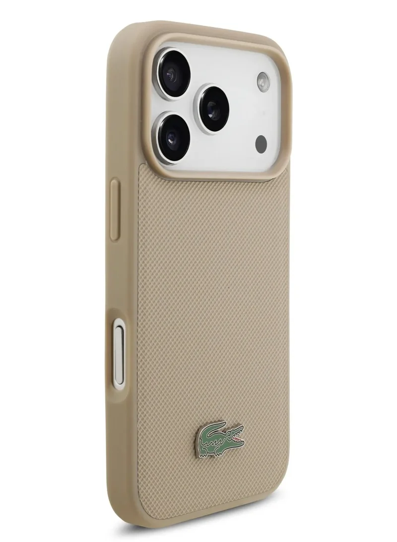 LACOSTE iPhone 17 Pro Max MagSafe / PU Leather Hard Case With Iconic Petit Pique Logo - Taupe