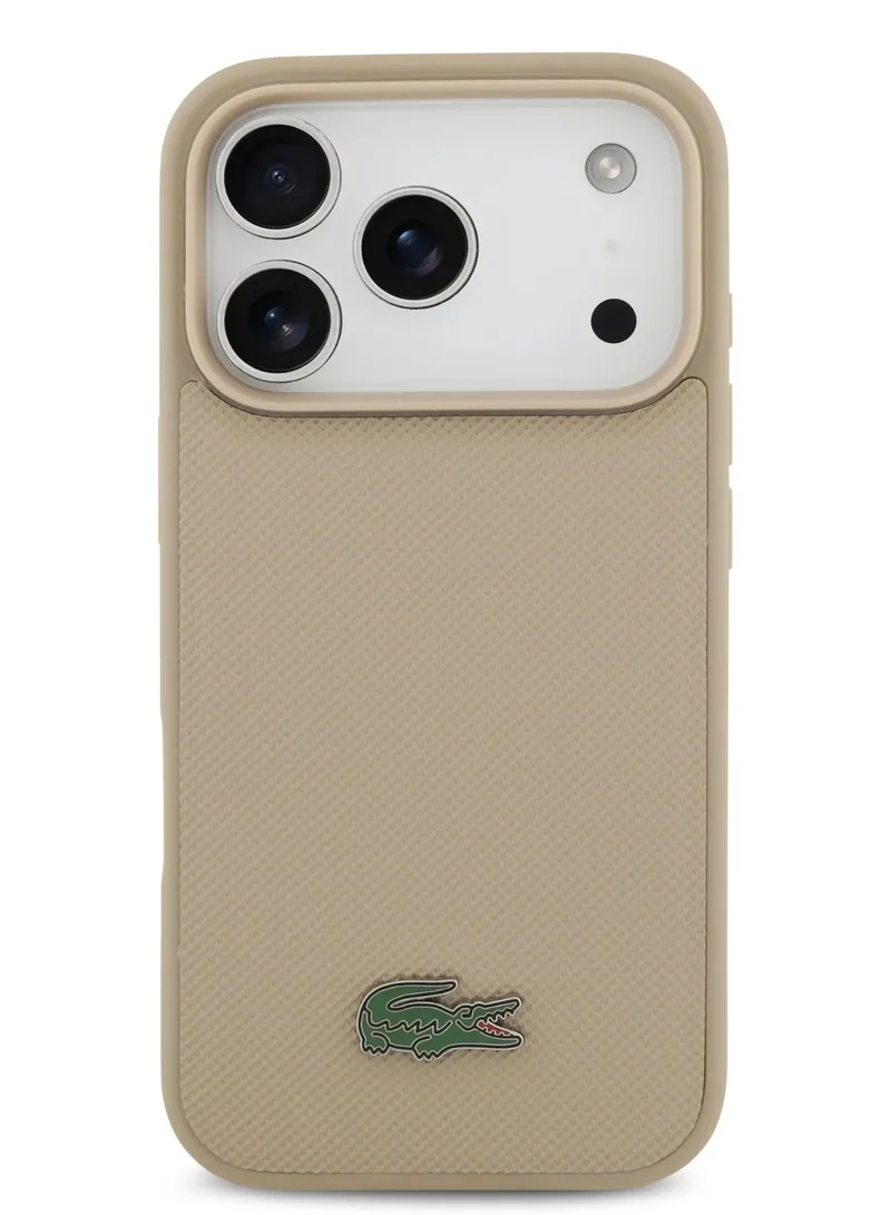 LACOSTE iPhone 17 Pro Max MagSafe / PU Leather Hard Case With Iconic Petit Pique Logo - Taupe