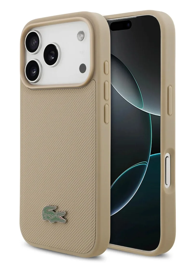 LACOSTE iPhone 17 Pro Max MagSafe / PU Leather Hard Case With Iconic Petit Pique Logo - Taupe