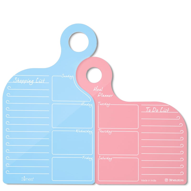 3 Lines TWOgether Acrylic Board Planner Fridge Magnet | Organizer | Daily Planner For Couples | To-Do List | Meal Planning | Shopping List | Unique gift | Size 27 X 24cms | Blue & Pink Color - Image 4
