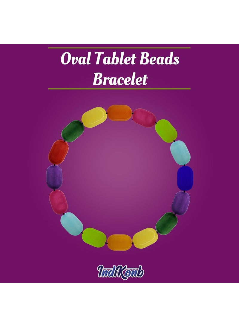INDIKONB - INDIKONB Multicolour Oval Tablet Beads - Vibrant 10mm x 7mm Crafting Beads Set with 10 Unique Colors for Jewelry Making and DIY Projects (Multicolour 1) - Image 1