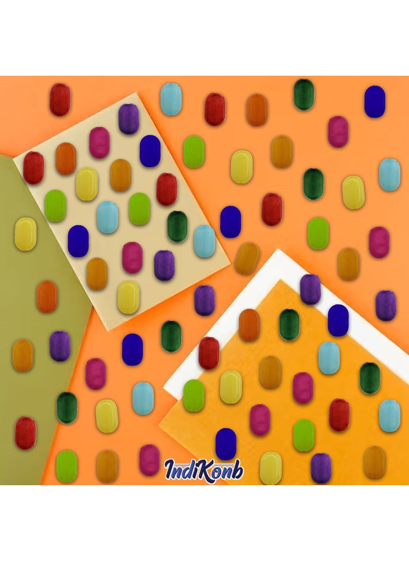 INDIKONB - INDIKONB Multicolour Oval Tablet Beads - Vibrant 10mm x 7mm Crafting Beads Set with 10 Unique Colors for Jewelry Making and DIY Projects (Multicolour 1) - Image 1