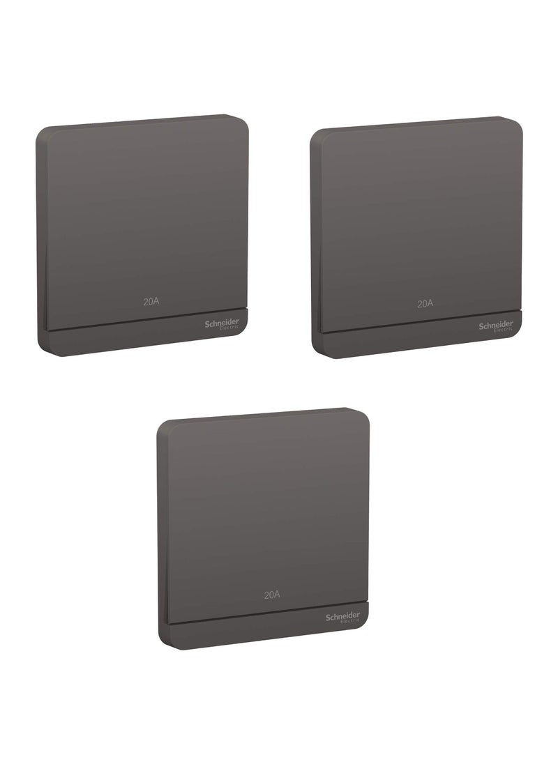 Schneider Electric Schneider Avataron 20Amps Double Pole Switch With Led 250V - Dark Grey E8331D20N_Dg - Pack of 3 