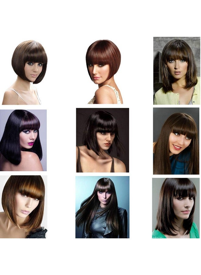 SLLIE 8" Clip In Bangs Hair Extensions Thick Full Neat Bangs Fringe Hair Extension With Temples One Piece Clip On Front Bangs Hairpiece - Image 4