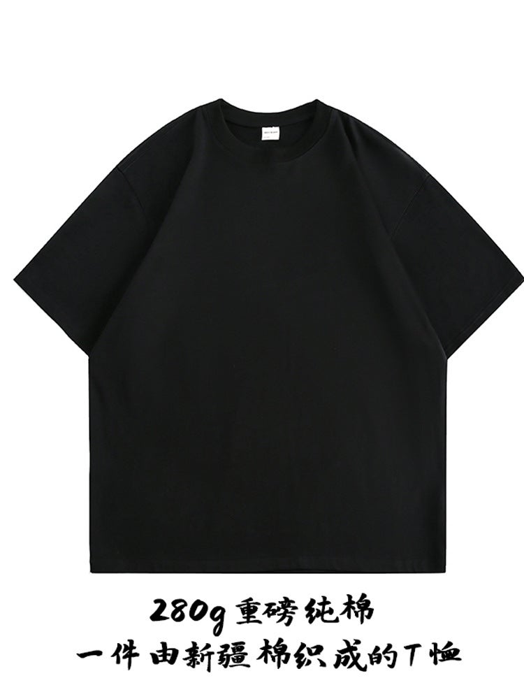 280G Japanese Cotton Men'S Short-Sleeved T-Shirt Printed Custom Summer Short-Sleeved T-Shirt Men'S Loose Trendy Brand Company Gift T - Image 5