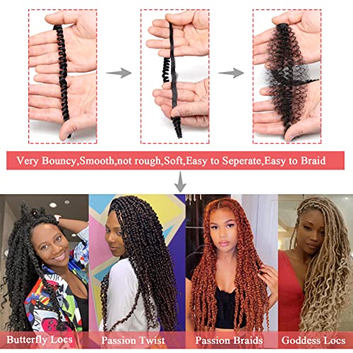 Leeven 18 Inch Passion Twist Crochet Braids Hair for Butterfly Locs 2 Pcs Synthetic Water Wave Passion Twists Crochet Braiding Hair for Women 2# - Image 5