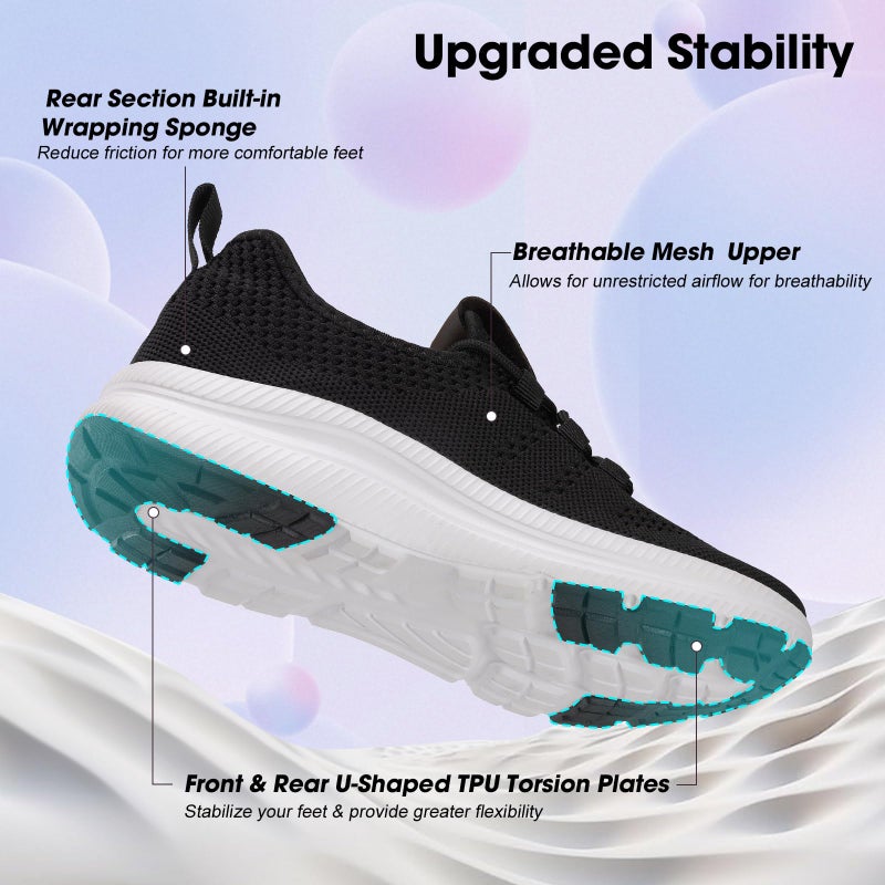 ZOVE Wide Toe Box Shoes Women Extra Wide Width Sneakers Ultra Light Road Running Shoes Non-Slip Tennis Sneakers Breathable Walking Athletic 8803 Black 40 - Image 5