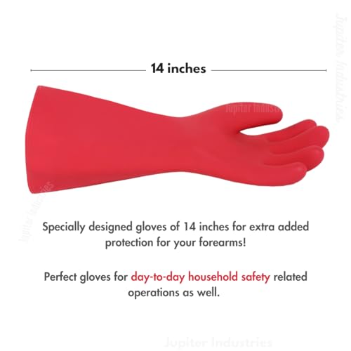 Jupiter Industries Gauntless Safety Gloves for Electric Work Insulated Hand Rubber 15Kva Electrical Hand Gloves Shockproof - Shock Proof Gloves Color may Vary - Pack of 1 - Image 4