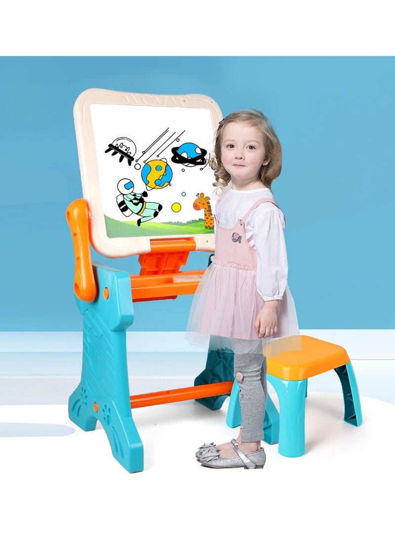 Little Story - Double Sided 2-In-1 Blocks Table And Magnetic Learning Board Set With Chair - Multicolor - Image 1