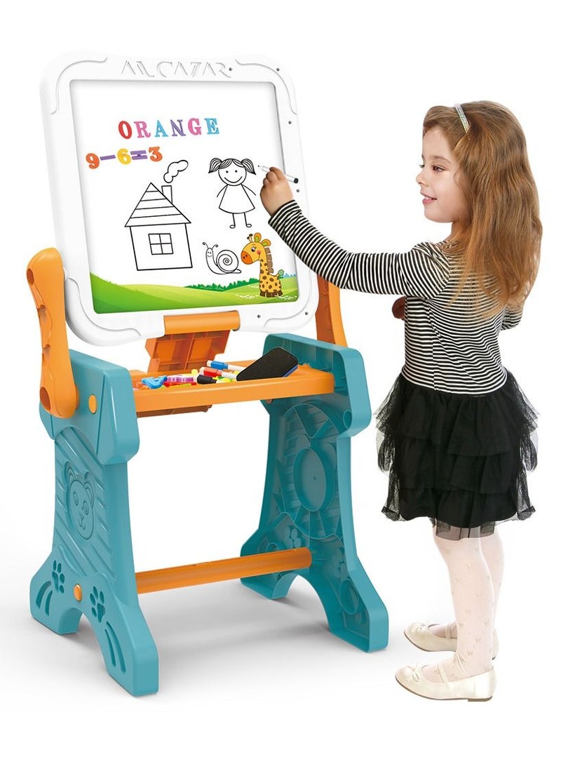 Little Story - Double Sided 2-In-1 Blocks Table And Magnetic Learning Board Set With Chair - Multicolor - Image 1