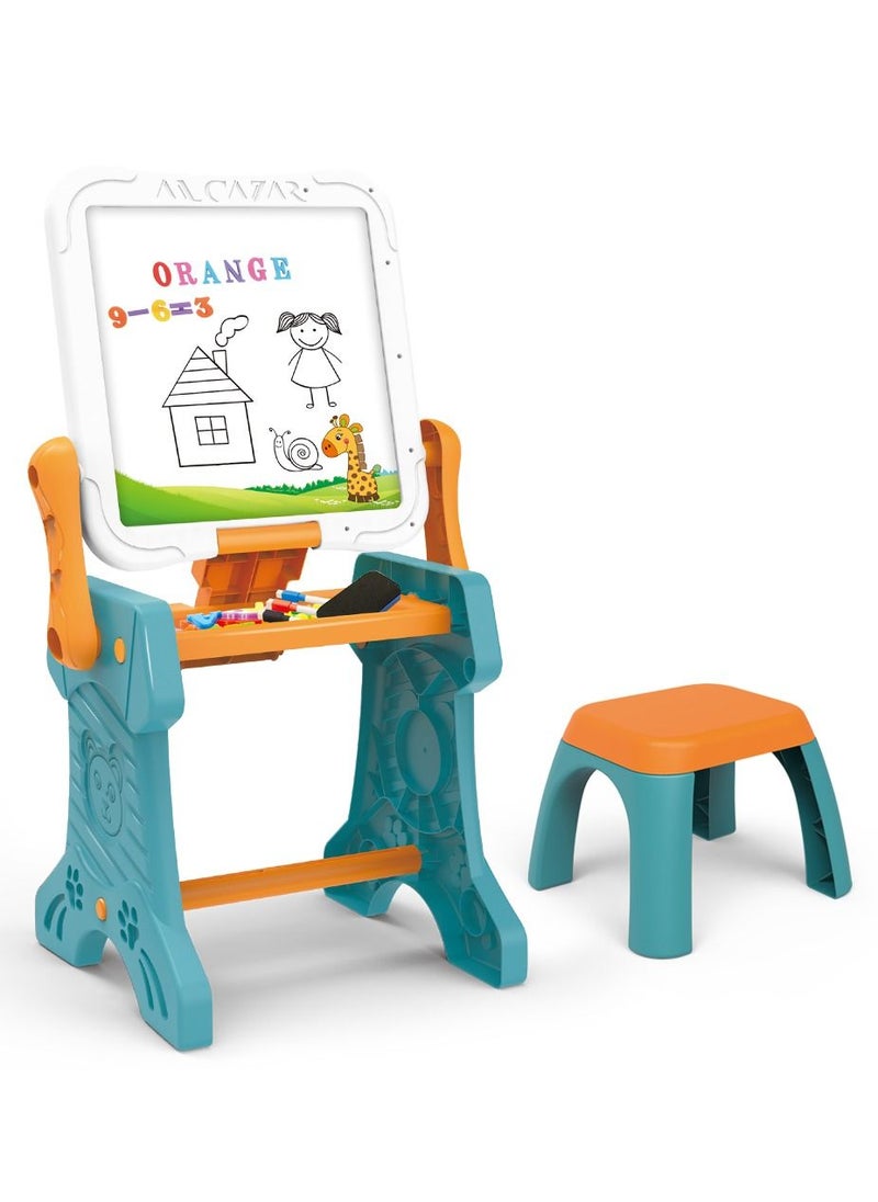 Little Story - Double Sided 2-In-1 Blocks Table And Magnetic Learning Board Set With Chair - Multicolor - Image 1