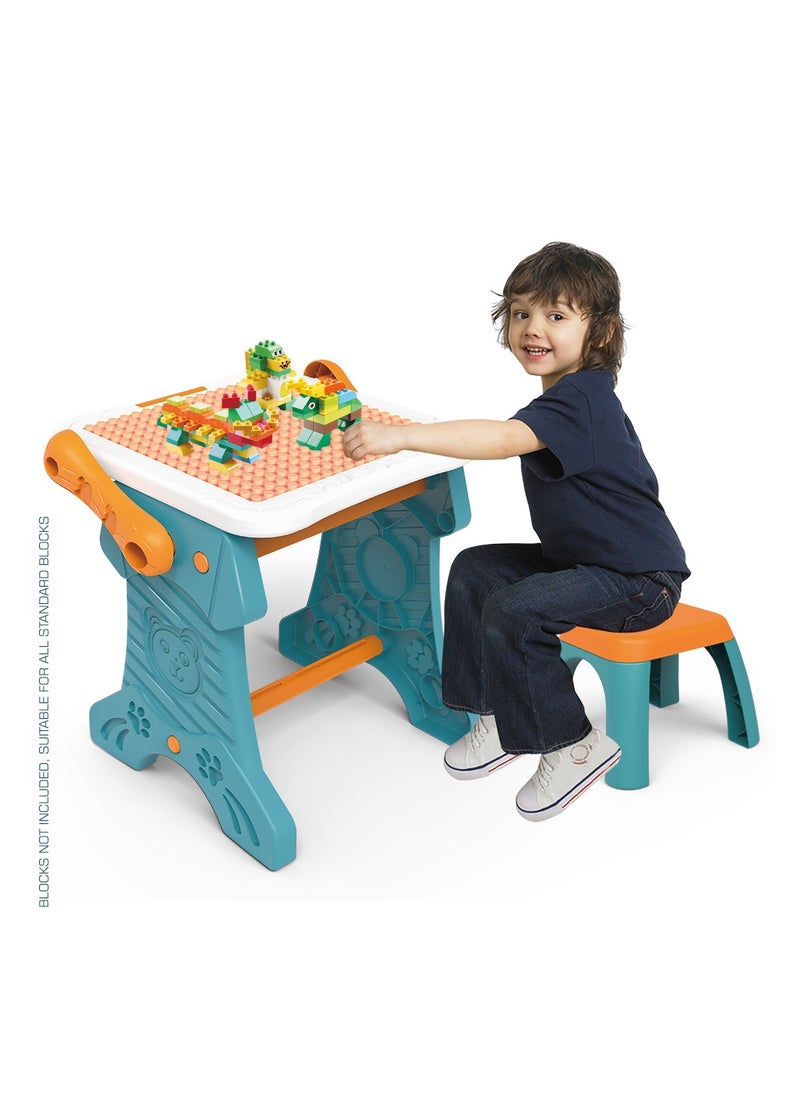 Little Story - Double Sided 2-In-1 Blocks Table And Magnetic Learning Board Set With Chair - Multicolor - Image 1