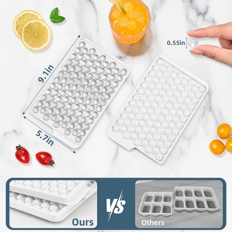 WIBIMEN Mini Ice Cube Trays, 0.55â€ Tiny Pebble Ice for Iced Coffee & Cocktails, Fast Chill, Easy Twist Release, Stackable with Lid & Storage Bin (4 Pack, White) - Image 5