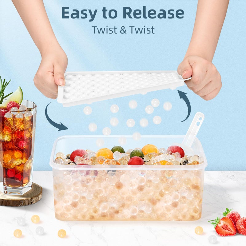 WIBIMEN Mini Ice Cube Trays, 0.55â€ Tiny Pebble Ice for Iced Coffee & Cocktails, Fast Chill, Easy Twist Release, Stackable with Lid & Storage Bin (4 Pack, White) - Image 2