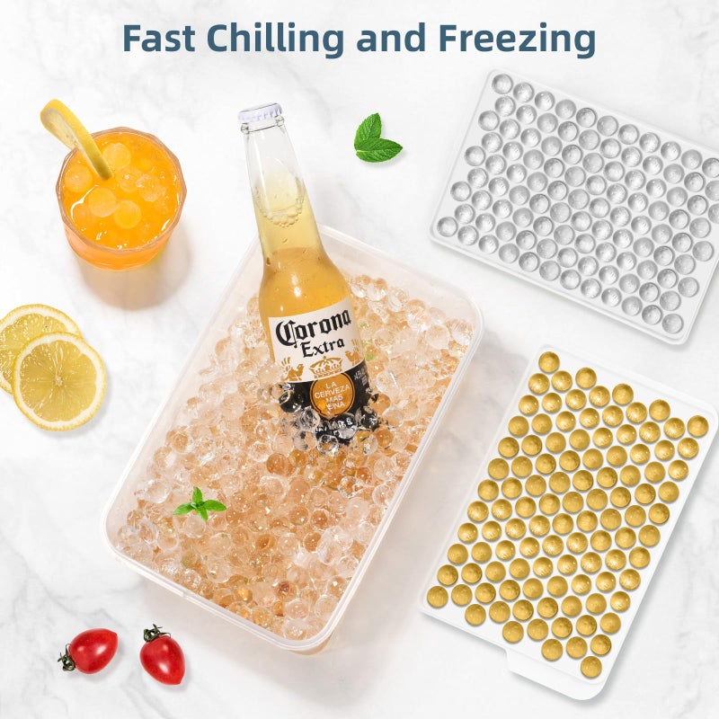 WIBIMEN Mini Ice Cube Trays, 0.55â€ Tiny Pebble Ice for Iced Coffee & Cocktails, Fast Chill, Easy Twist Release, Stackable with Lid & Storage Bin (4 Pack, White) - Image 3