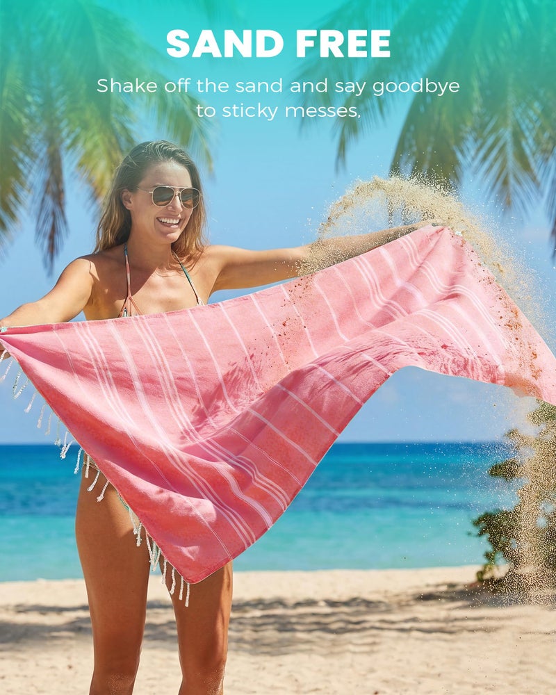 Antfuny Turkish Beach Towels Vacation Essentials Quick Dry Sand Free Soft Absorbent Extra Large XL Big Blanket Adult Pool Towel Lightweight Thin Sandless Fast Drying Compact No Sand Packable Foldable - Image 3