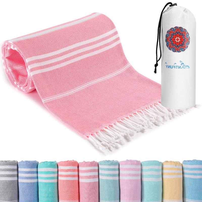 Antfuny Turkish Beach Towels Vacation Essentials Quick Dry Sand Free Soft Absorbent Extra Large XL Big Blanket Adult Pool Towel Lightweight Thin Sandless Fast Drying Compact No Sand Packable Foldable - Image 1