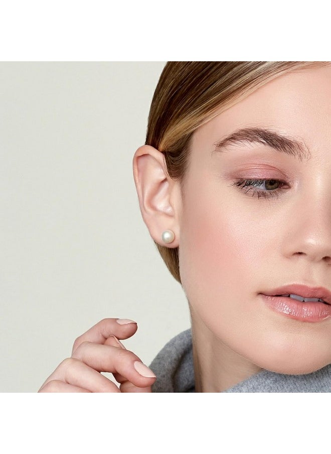 The Pearl Source 9-10Mm White Freshwater Real Pearl Earrings For Women - 14K Gold Earrings | Hypoallergenic Earrings With Genuine Cultured Pearls  - Image 2