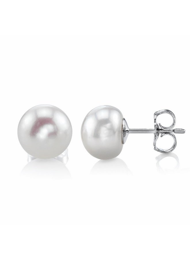 The Pearl Source 9-10Mm White Freshwater Real Pearl Earrings For Women - 14K Gold Earrings | Hypoallergenic Earrings With Genuine Cultured Pearls  - Image 1