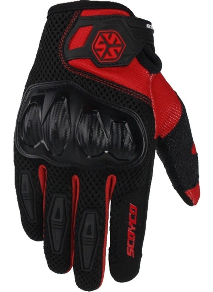 Ebakbak Motorcycle Protective Gloves Neoprene Fabric Full 3D Hard Protection Motor Gloves Red 