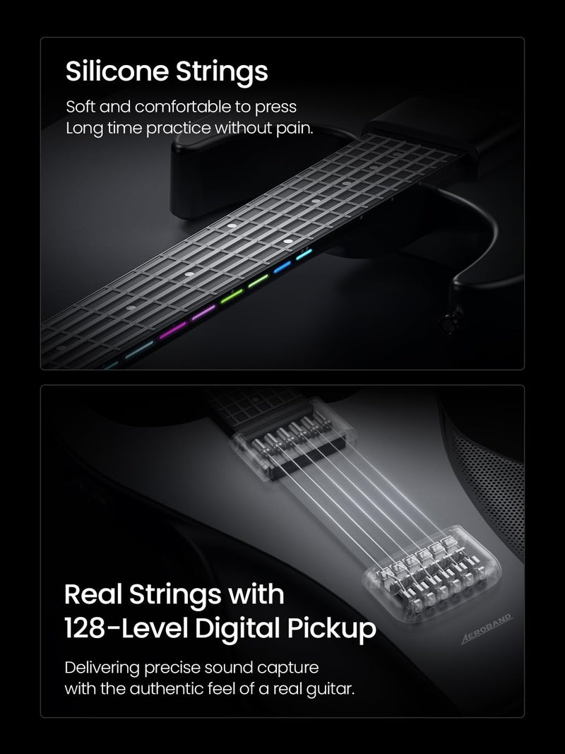 AeroBand Guitar Smart Guitar With Silicone Strings, Travel Silent Guitar With Detachable Fretboard, Headphone Jack, Built-in Speaker and Drum system, Aeroband APP Play, MIDI - Image 4