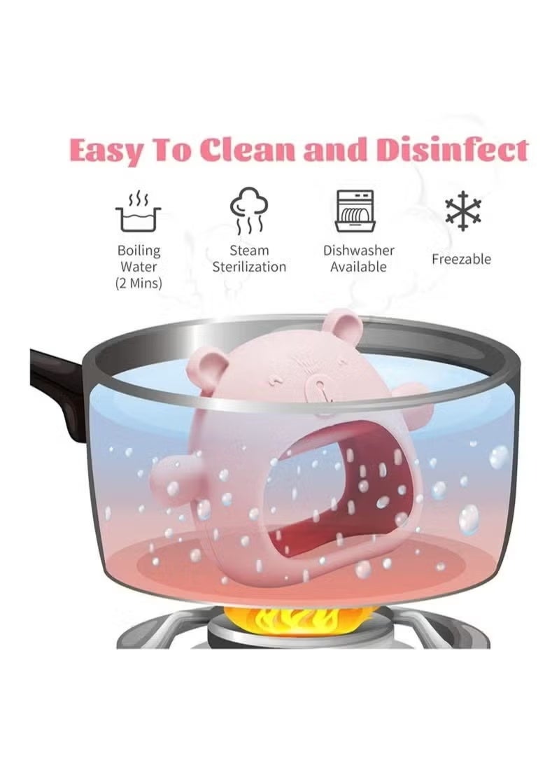 بيوينتي قفاز سيليكون للأطفال من بيبي ليتل بير، لعبة مضغ التسنين للأطفال من عمر 3 إلى 6 أشهر، من عمر 6 إلى 12 شهرًا، قفاز عضاضة مضاد للسقوط، خالٍ من مادة BPA للبنات والأولاد، احتياجات المص والعض، تهدئة اللثة وتسكين الألم - Image 5