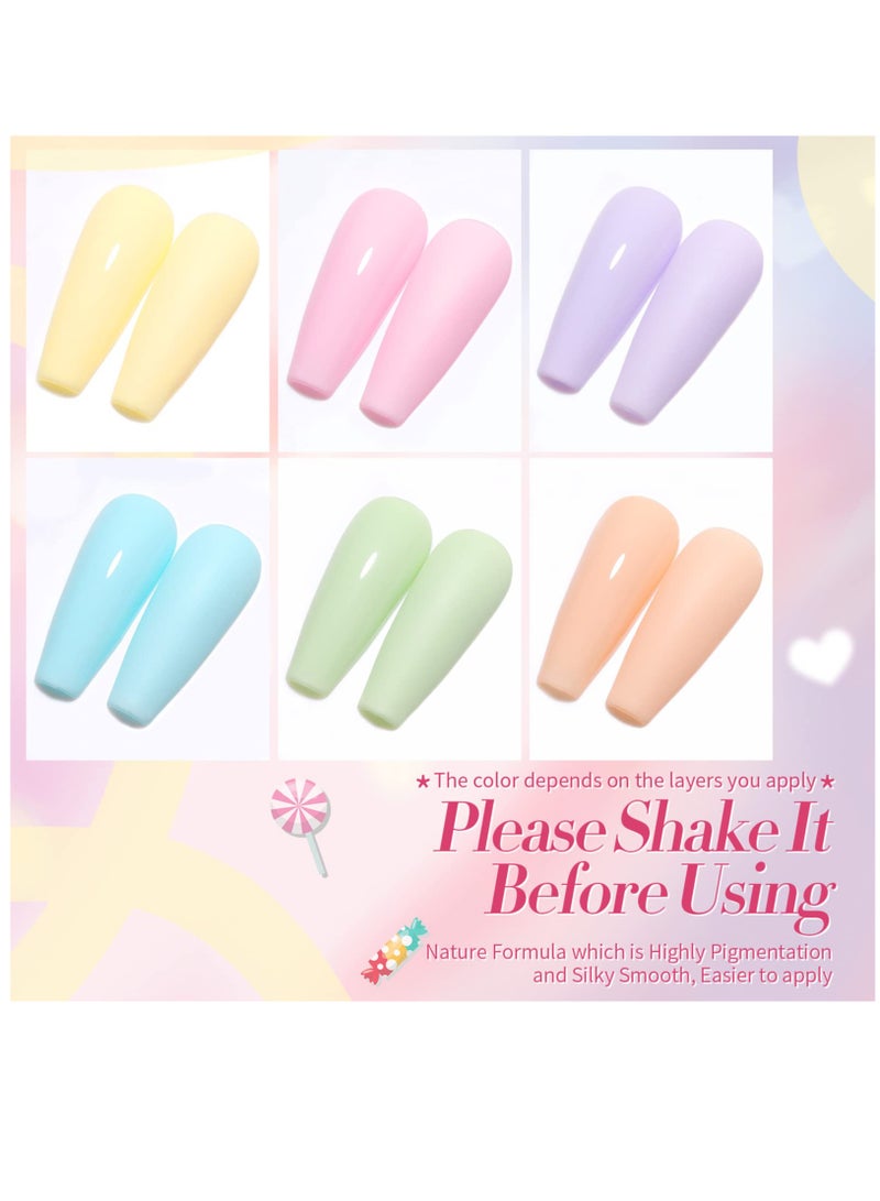 Excefore Gel Nail Polish Set 6PCS, Pastel Spring Summer Gel Polish Macaron Candy Sweet Color Gel Polish Soft Pink Yellow Purple Blue Green Colors Collection Nail Art Gift Box 10ML - Image 2