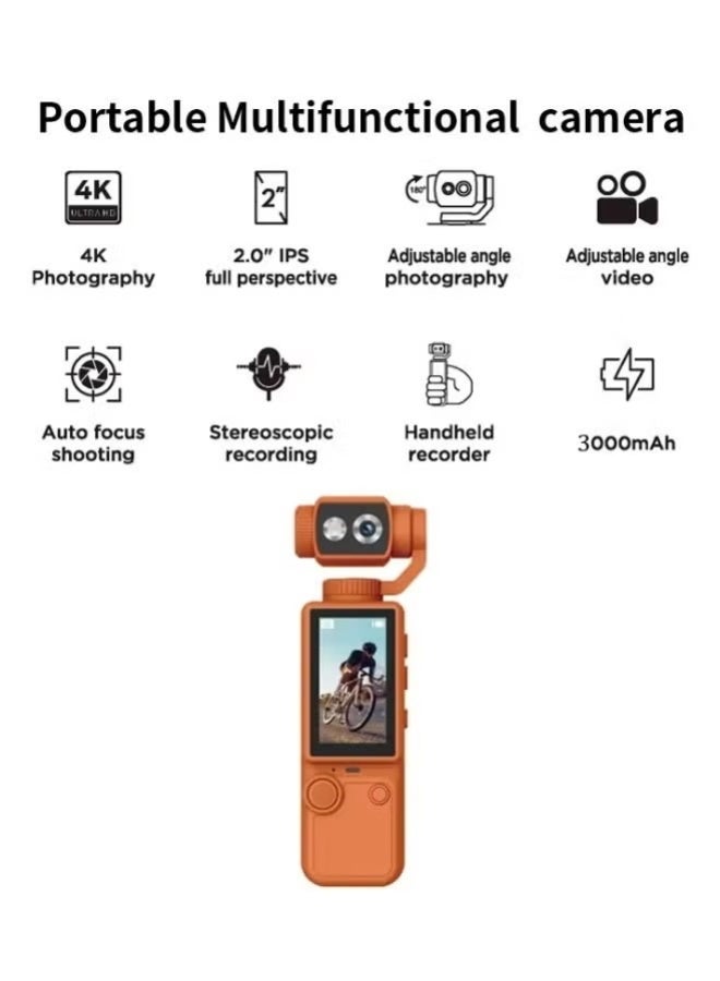 Q8 Portable 4K Ultra HD Camera with 180° Rotatable Dual Lens and 2-inch Touch Screen - Image 3
