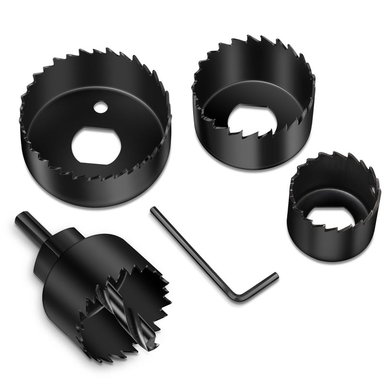 SkyStage 6PCS Hole Saw Kit, Hole Saw Set Includes 4 Sizes 1-1/4" to 2-1/8"(32-54mm), Mandrels and Hex Keyï¼ŒHigh Quality Hard Carbon Steel Hole Saw for Soft Wood, PVC Board, Plywood - Image 1