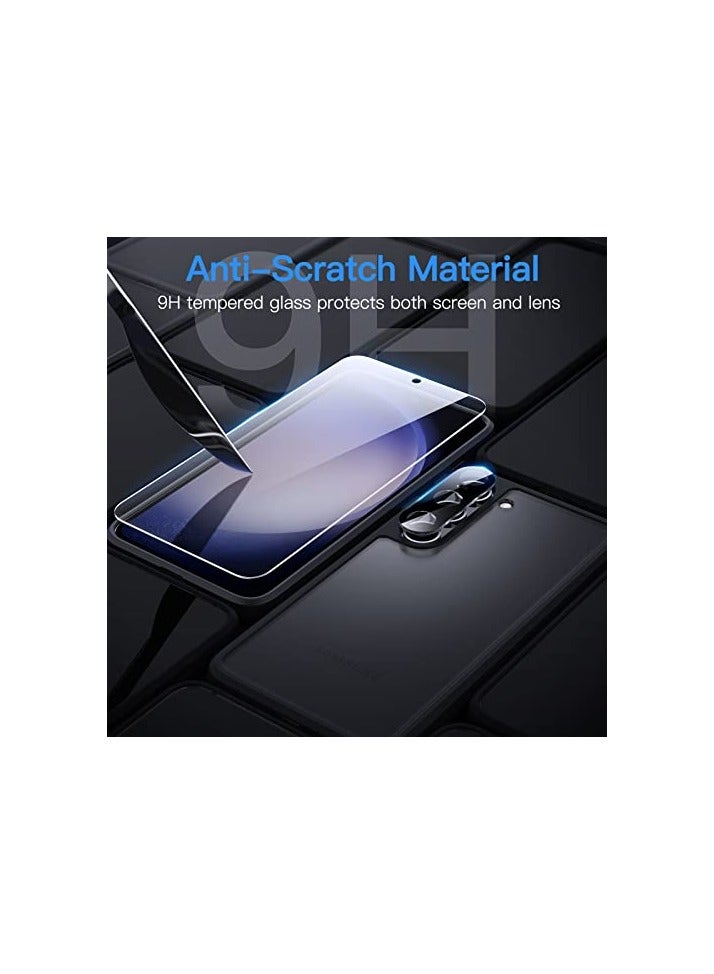 JETech 5 in 1 Matte Case for Samsung Galaxy S23 5G 6.1-Inch with 2 Screen Protector and 2 Camera Lens Protector, Translucent Back Protective Phone Cover, Tempered Glass Film (Black) - Image 2