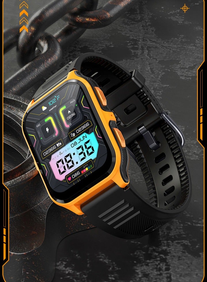 AROAQ P73 Smart Watch, 300mah Multifunction Fitness Tracker Watch With Bluetooth Call Voice Assistant, Colorful Hd Large Display Smart Bracelet Sports Watch, (Camouflage Orange) - Image 3