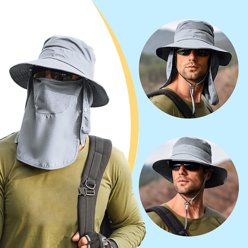 Outrip Fishing Hat for Men & Women, Outdoor UV Sun Protection Wide Brim Hat with Face Cover & Neck Flap - Image 4