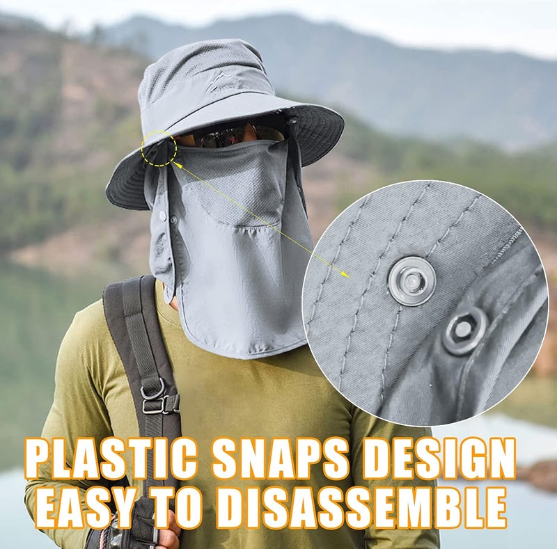 Outrip Fishing Hat for Men & Women, Outdoor UV Sun Protection Wide Brim Hat with Face Cover & Neck Flap - Image 2