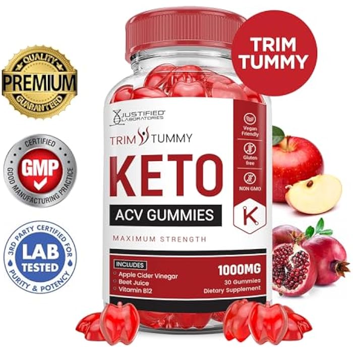 Justified Laboratories Trim Tummy Keto ACV Gummies Advanced Formula 1000MG Trim Tummy Keto Gummies Apple Cider Vinegar Formulated with Pomegranate Beet Juice Powder B12 Vegan Non GMO 60 Gummys - Image 2