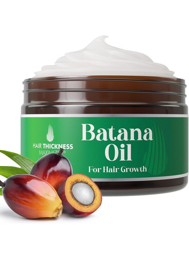 هير ثيكنيس ماكسيمايزر قناع ترطيب بزيت الباتانا الخام لنمو الشعر، مناسب للشعر الجاف والتالف، والمجعد، والمتطاير، أو المصبوغ. زبدة هندوراسية للنساء والرجال - علاج ليلي يُترك على الشعر. - Image 1