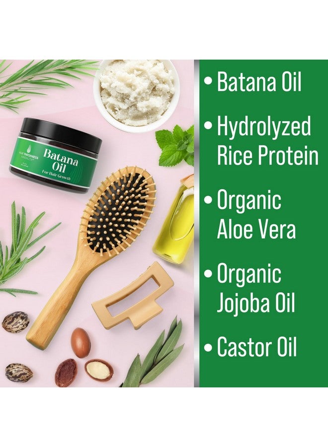 هير ثيكنيس ماكسيمايزر قناع ترطيب بزيت الباتانا الخام لنمو الشعر، مناسب للشعر الجاف والتالف، والمجعد، والمتطاير، أو المصبوغ. زبدة هندوراسية للنساء والرجال - علاج ليلي يُترك على الشعر. - Image 3