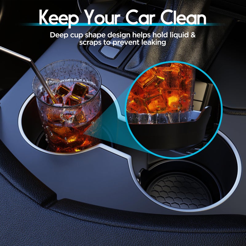 Amooca Car Cup Coaster Universal Automotive Waterproof Non-Slip Cup Holders Sift-Proof Spill Holder Car Interior Accessories 2 Pack Black - Image 4