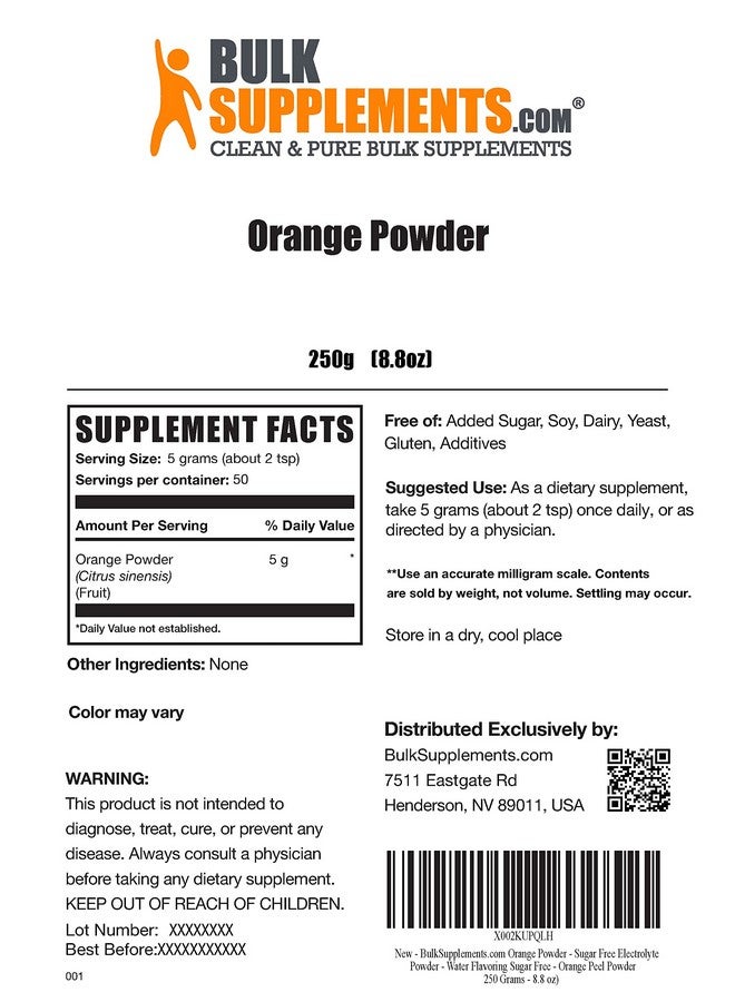 BULKSUPPLEMENTS.COM Orange Powder Sugar Free Electrolyte Powder Water Flavoring Sugar Free Orange Powder (250 Grams 8.8 Oz) - Image 3