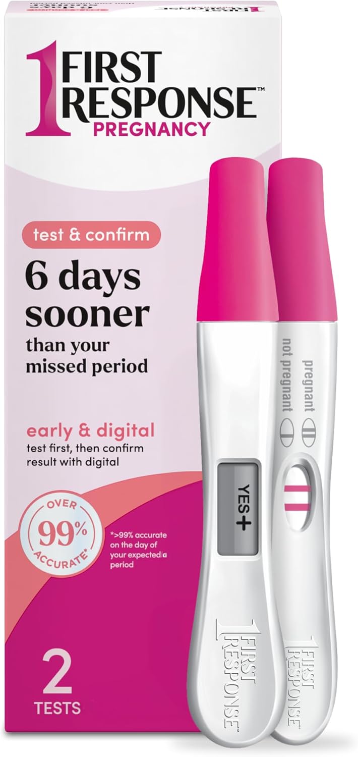 FIRST RESPONSE اختبار الاستجابة الأولى تأكيد اختبار الحمل للبالغين غير محدد الجنس 1 اختبار خط و 1 حزمة اختبار رقمي - Image 1